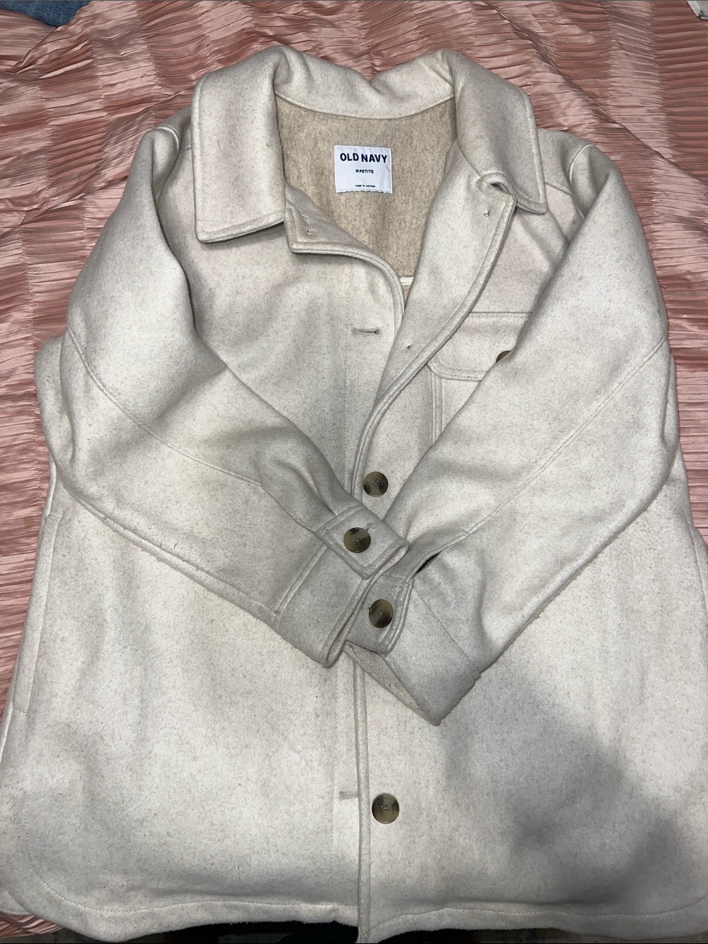 Old Navy Beige Cream Button-Front Shacket
